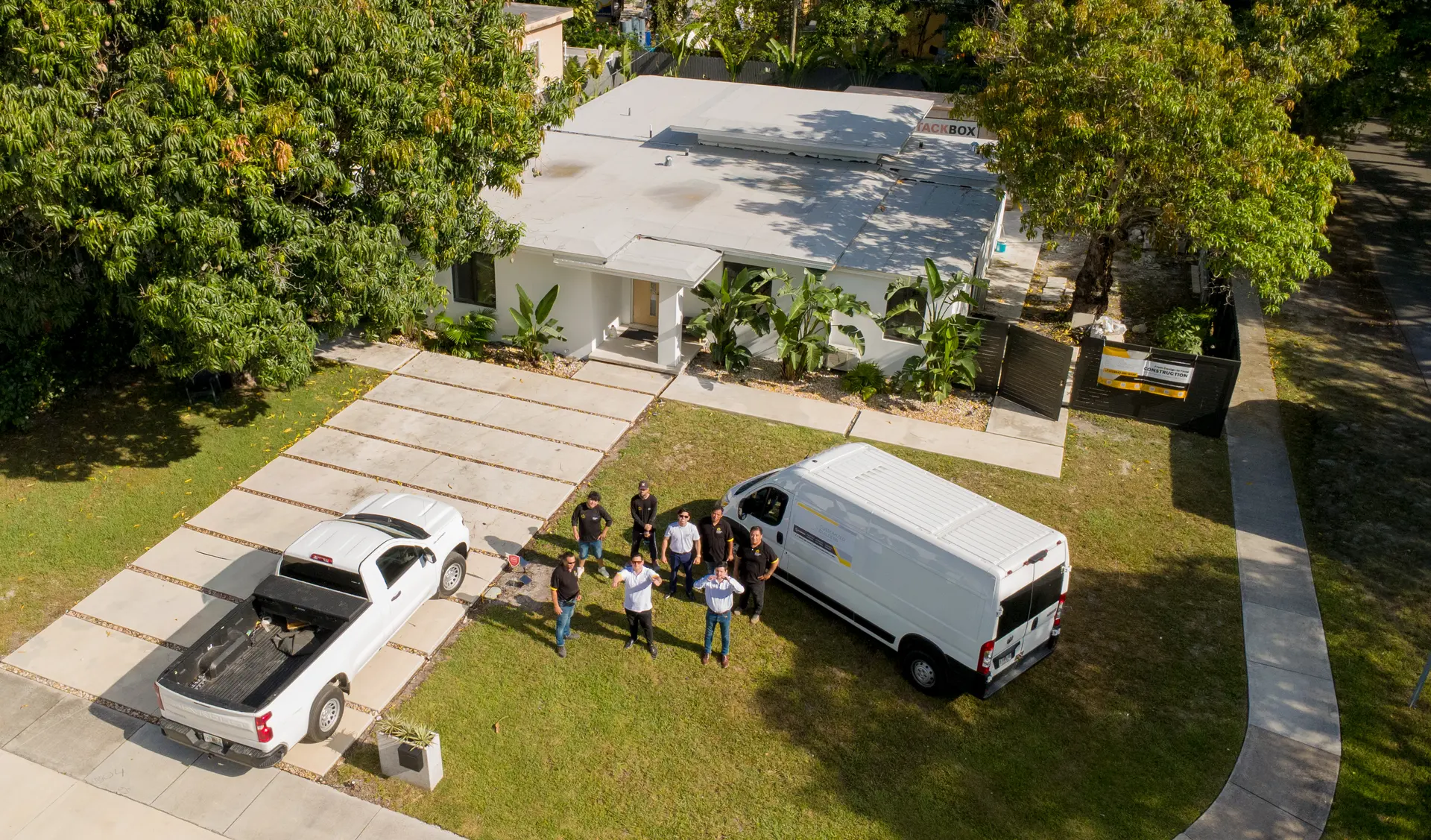 Aerial view of palm-lined estates in South Florida